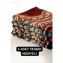 Tusebu Kadife Desenli Seccade 5’li Karışık Renk Set (5 Tespih Hediyeli)