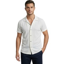 Trender Erkek Gömlek Fitilli Beyaz