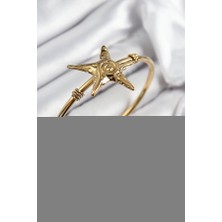 AyrStore Pirinç Deniz Yıldızı Model Gold Renk Bileklik Yüzük Set - TJ-BB7600