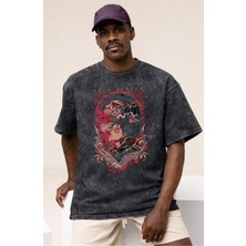 Sevbano Tasarım Eren Yeager Attack On Titan Anime Baskılı Unisex Oversize Vintage Yıkamalı Tişört