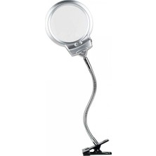 Nemere 2.5 x 130 mm 5X24 mm LED Aydınlatmalı Büyüteç Masa Üstü Metal Hortum Mandallı MG15124-C