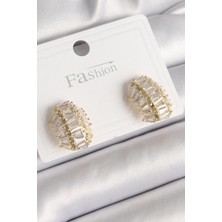 Nemere Pirinç Gold Renk Zirkon Taşlı Kaplumbağa Kabuğu Model Kadın Küpe - TJ-BKP9788