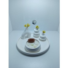 Deniz Kuzey Design Karamel Kokulu Deniz Ürünleri Mum Seti - 5 Parça Taş Tozu Sunum Tepsili Dekoratif Obje Takımı