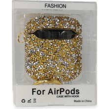 AyrStore Airpods 2 (2.nesil) Mira Taşlı Kılıf - Gold