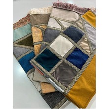 Tusebu Püsküllü Patchwork Desenli Seccade – Yumuşak Kadife, Kaymaz Taban