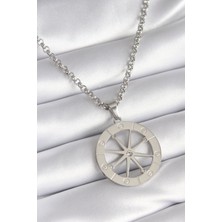 AyrStore 316L Çelik Gümüş Renk Zirkon Taşlı Rüya Kapanı Model Işeme Detay Kadın Kolye - TJ-BKO8267