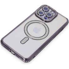 AyrStore Iphone 14 Pro Max Kılıf Joke Simli Magneticsafe Kılıf - Derin Mor