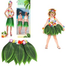 Nemere Tropikal Esintili Hawaii Yapraklı Parti Eteği Çocuk Boy