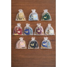 Begün 10 Adet Hediyelik Tüllü Vavlı Inci Tesbih ve Mini Kadife Kuran (Hac Umre Mevlüt Çeyiz Dağıtmalık)