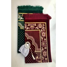 Kardelen Düğün,nişan Bohçaları Için Lüks Dodya Kadife Seccade(Bordo,yeşil),tesbih,takke
