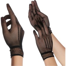 AyrStore Siyah Renk Likralı File Eldiven Parmaklı Örgü Eldiven Yetişkin Boy