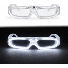 Nemere Beyaz LED Işıklı Parti Gözlüğü 3 Modlu – Glow &amp; Gece Eğlence Gözlüğü