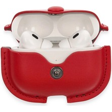 AyrStore Airpods Pro 2 (2.nesil) Çanta Deri Kılıf - Kırmızı
