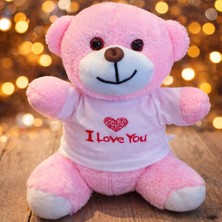 AyrStore Pembe I Love You Tasarım Tişörtlü Ayıcık