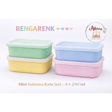 Aşkana Mini Saklama Kabı 4’lü Set 250 ml Bpa Free Pembe Mavi Sarı Yeşil,Bebek Ek Gıda Kabı Beslenme Çantası Ofis Için Buzluğa Uygun