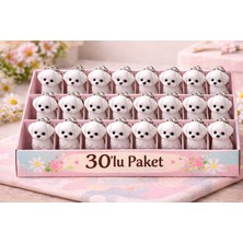 Lumiyo 30'lu Paket Sevimli Beyaz Köpek Anahtarlık – Poodle Figürlü Anahtarlık