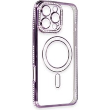 Derin Stok Iphone 16 Kılıf Joke Simli Magneticsafe Kılıf - Derin Mor