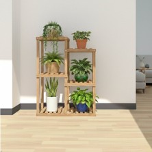 Evdekka 120 cm Boy 80 cm En Dekoratif Ahşap Çiçeklik - 5 Katlı Modern Saksı Standı - Yer Tasarruflu