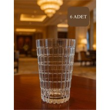 Kristal Işlemeli Uzun Cam Meşrubat Bardakları 6'lı Set, Şık ve Desenli