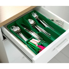 IKEA Quality Çekmece Içi Kaşıklık 31X26X4 cm 5 Bölmeli Plastik Düzenleyici Organizer Çatal Bıçaklık Parlak Yeşil Renk