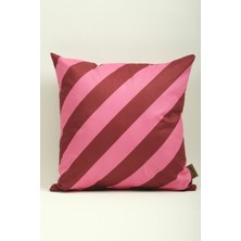 Mefaks Tekstil Çapraz Çizgili Babyface Kırlent Kılıfı 45X45 cm Gizli Fermuarlı Bordo