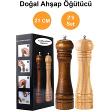 Ahşap Baharat ve Tuz Öğütücü Değirmen Seti 21 Cm, 2'li