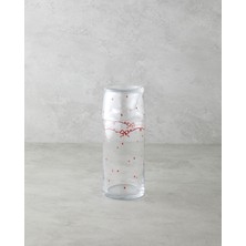 Şık Cam Sürahi Seti 700 ml ve 220 ml Kırmızı Renkli, Modern Tasarım