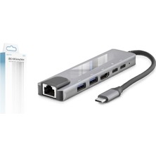 AyrStore Type-C Combo Hub HDMI 4K USB 3.0 Lan 6 Port - Gri HDX7791