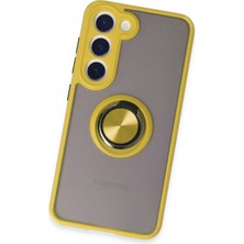 Derin Stok Galaxy S23 Kılıf Montreal Yüzüklü Silikon Kapak - Sarı