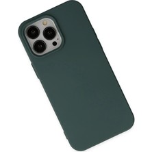 Derin Stok Iphone 14 Kılıf Nano Içi Kadife Silikon - Koyu Yeşil
