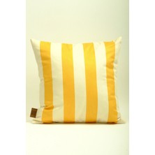 Mefaks Tekstil Modern Çizgili Babyface Kırlent Kılıfı 45X45 cm Gizli Fermuarlı Sarı-Beyaz