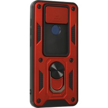 Derin Stok Redmi Note 9 Kılıf Pars Lens Yüzüklü Silikon - Kırmızı
