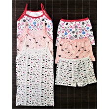 Adn Underwear 3 Adet Kız Çocuk Desenli Atlet Boxer Külot Takım Pamuklu Karışık Renkli