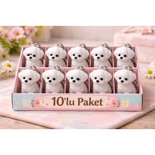 Lumiyo Sevimli Beyaz Köpek Anahtarlık – Poodle Figürlü Anahtarlık 10'lu Paket