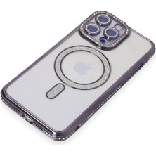 Derin Stok Iphone 14 Kılıf Joke Simli Magneticsafe Kılıf - Derin Mor