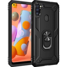 Derin Stok Galaxy A11 Kılıf Sofya Yüzüklü Silikon Kapak - Siyah