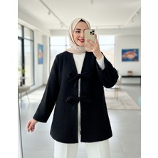 Modamorfo Önü Bağlamalı Sakallı Kimono -Siyah