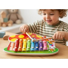 Direkstoktan Ahşap Eğitici Mantar Figürlü 8 Notalı Ksilofon - Selefon Çocuk Müzik Aleti Oyuncak Seti