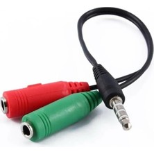 Derin Stok PM-2697 3.5 mm Stereo Erkek Kulaklık 3 Çizgili + 2 x Stereo Dişi Mikrofon Hoparlör Çokl