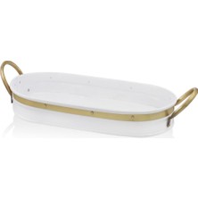 Beyaz Oval Tepsi 33X65 Cm, Şık ve Dayanıklı Seramik Tasarım