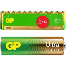 Derin Stok Gp G-Tech 8+4 12LI Paket Aaa Alkalin Ince Kalem Kumanda Pili (8 Adet Fiyatına 12 Adet Pil)