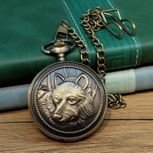 AyrStore Bozkurt Motifli Antika Köstekli Saat