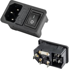 Derin Stok IC-214A C14 Power Soket Erkek Anahtarlı+Fuseli Kulaksız Ul Sertifikalı