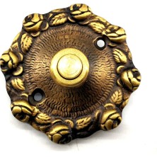 AyrStore Antika Tarz Dekoratif Pirinç Güllü Kapı Zili - 75MM, Antik