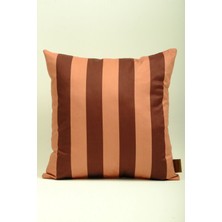 Mefaks Tekstil Modern Çizgili Babyface Kırlent Kılıfı 45X45 cm Gizli Fermuarlı Çikolata Kahve-Somon