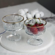 Şık 6'lı Gold Ayaklı Dondurma Sunum Kasesi Seti