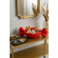 Helis Craft Bayram Özel Kırmızı Fiyonk Tasarım Dekoratif Şekerlik ve Hediyelik Sunum Kasesi