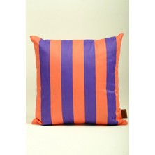 Mefaks Tekstil Modern Çizgili Babyface Kırlent Kılıfı 45X45 cm Gizli Fermuarlı Turuncu-Mor