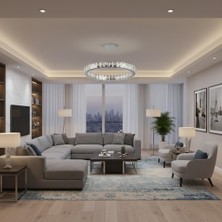 Elizim Home Lighting Kristal Uzaktan Kumandalı Krom Avize