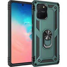 Derin Stok Galaxy A91 / S10 Lite Kılıf Sofya Yüzüklü Silikon Kapak - Yeşil